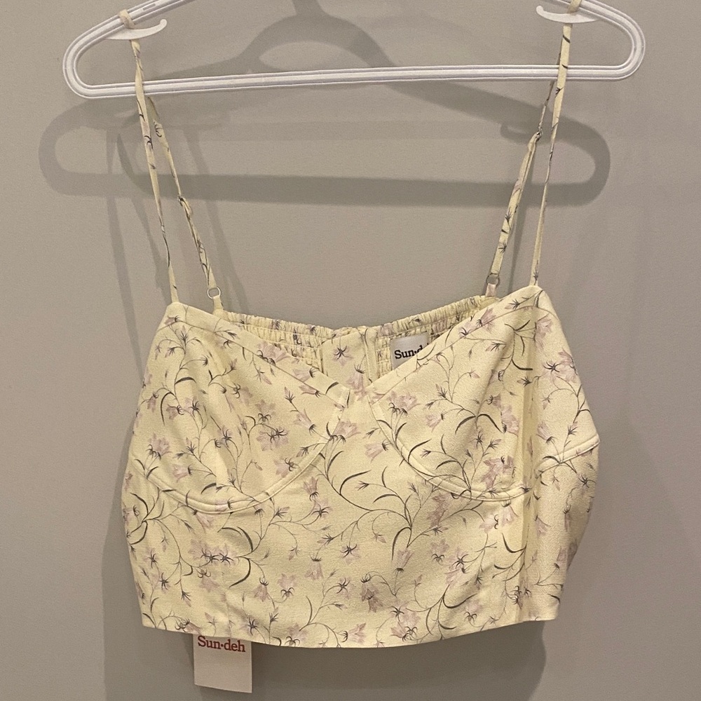 Aritzia Sunday Best Yellow Floral Spaghetti Strap Top